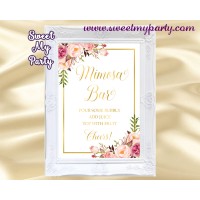 Blush Mimosa Bar Sign,Floral Gold Mimosa Bar Sign, (31gw)